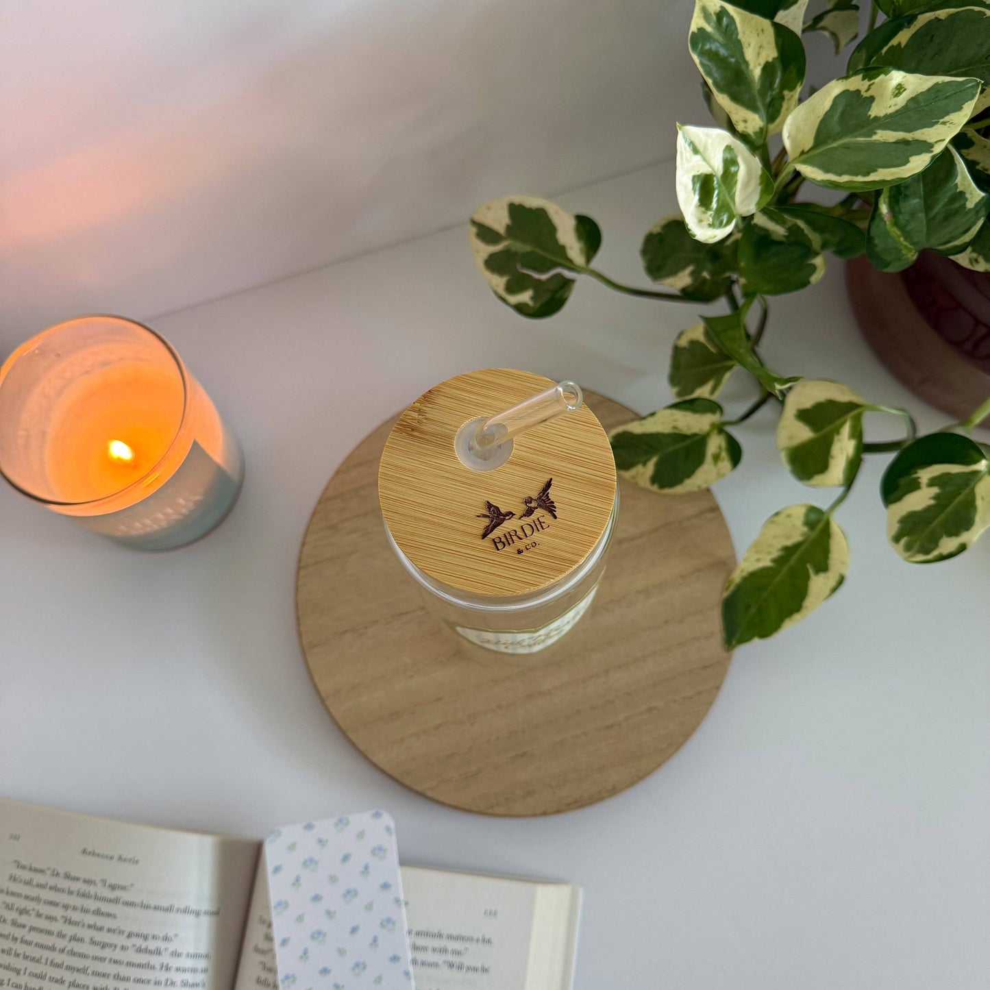 But First Coffee Iced Coffee Glass: Glass + Lid + Bent Straw