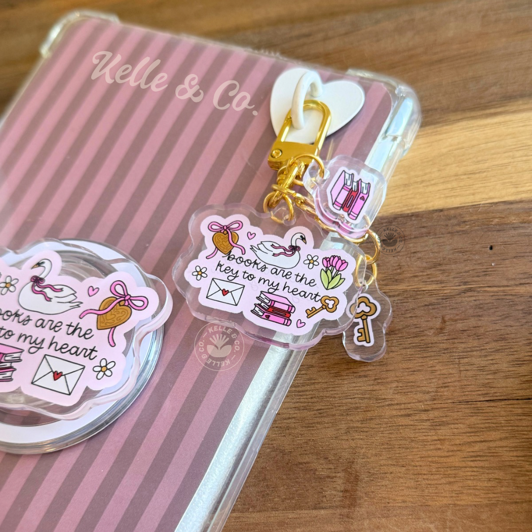 Book lover bag charm | kindle case charm | bookish keychain