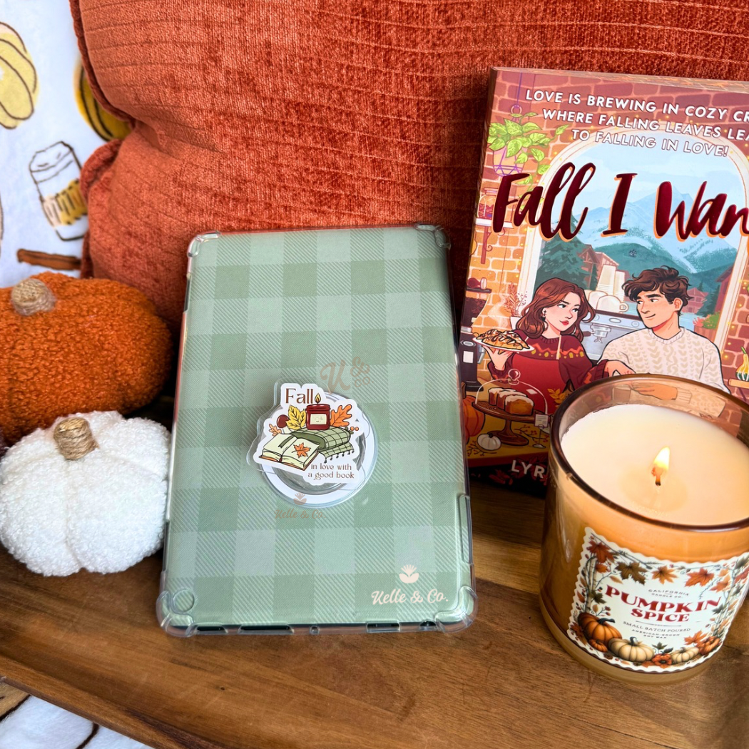 Fall books kindle grip, bookish gifts, pumpkins, kindle Grip: Regular Grip