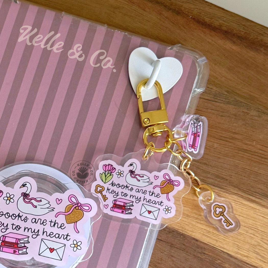 Book lover bag charm | kindle case charm | bookish keychain