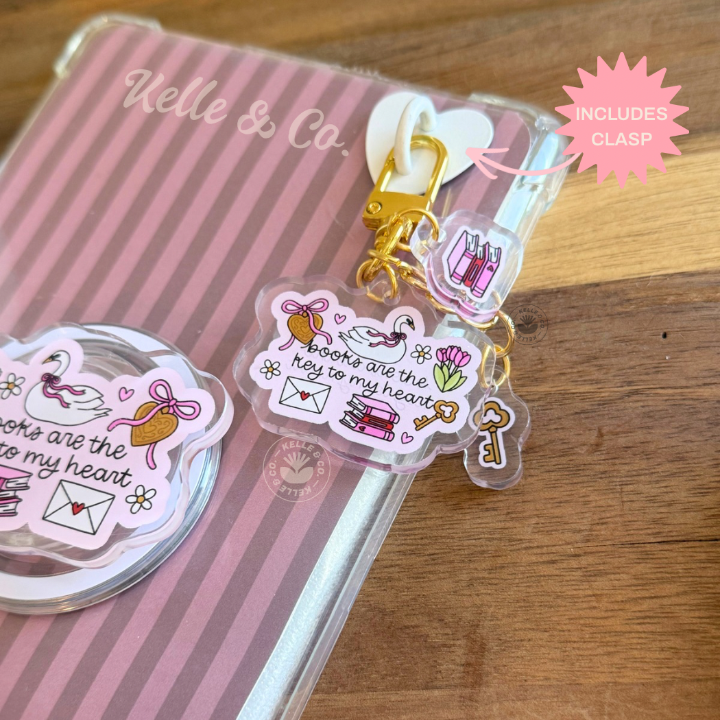 Book lover bag charm | kindle case charm | bookish keychain