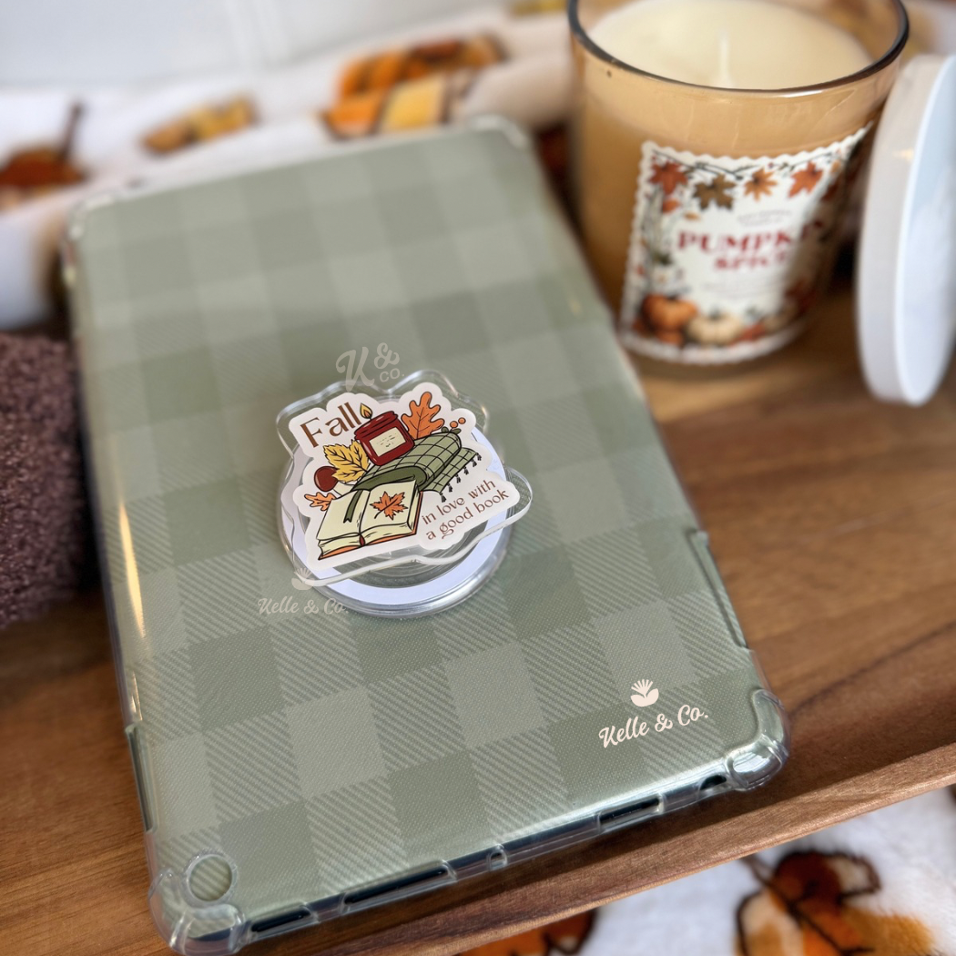 Fall books kindle grip, bookish gifts, pumpkins, kindle Grip: Regular Grip