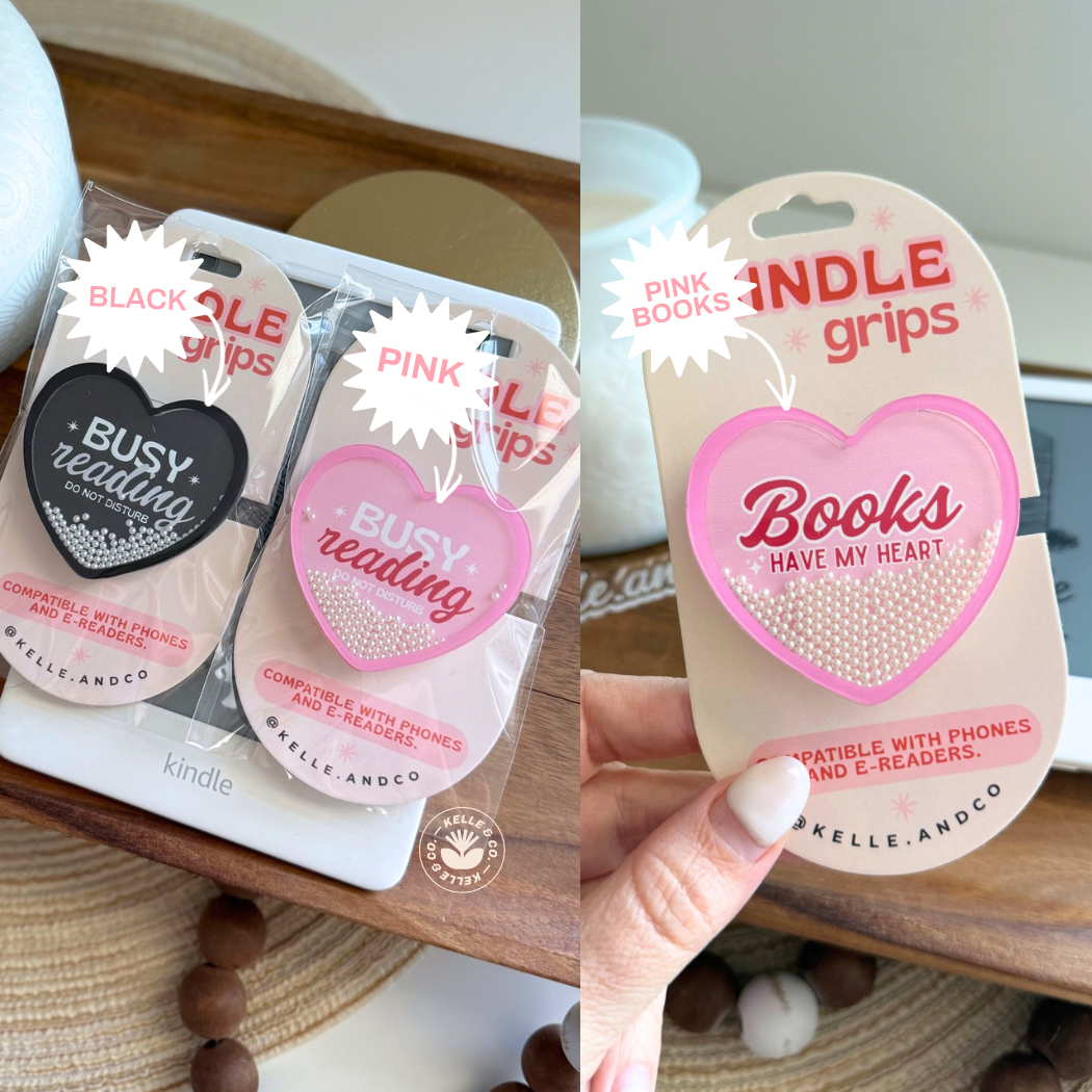 Pink Books; Kindle Grip